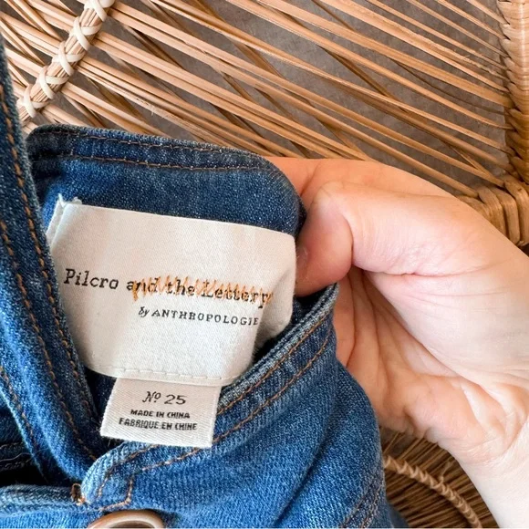 Pilcro and the Letterpress by Anthropologie Denim Wide Leg Retro Jeans w/ straps - Picture 6 of 10